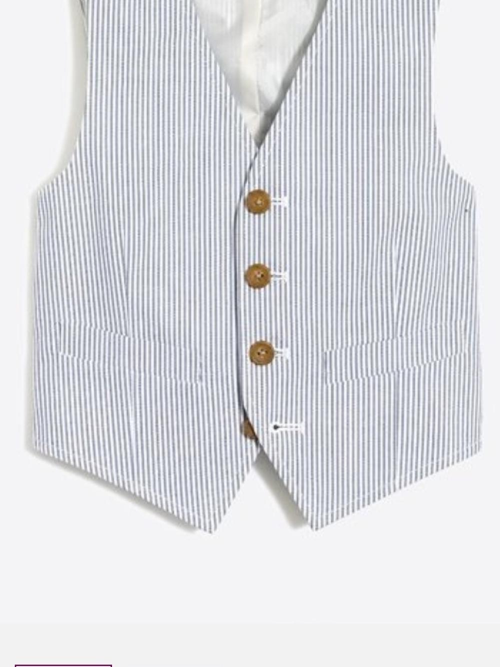 Crewcuts Blue and White Striped Seersucker Vest with Wood Buttons